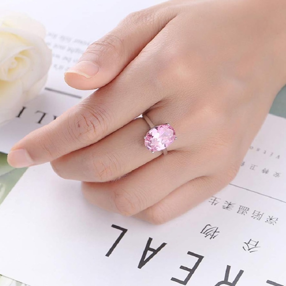 🆕New Pink Kunzite Oval Cut Gemstone Ring , 925 Sterling Silver - Picture 4 of 5